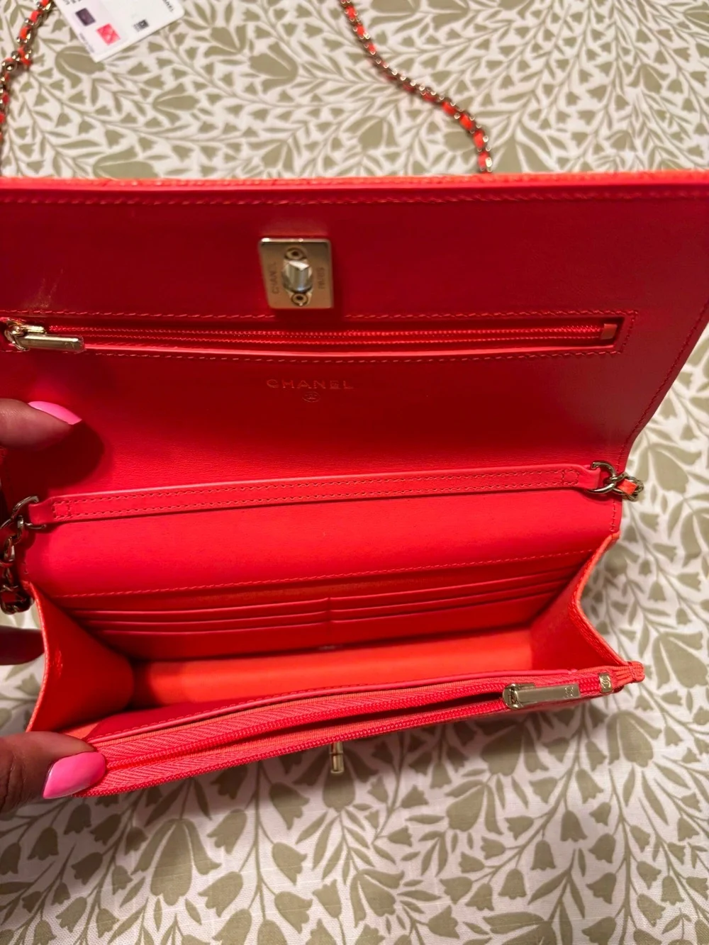 CHANEL Red Quilted Leather Crossbody with Gold Hardware